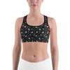 Womens Workout Black Reindeer Christmas Sports Bra | Gearbunch.com