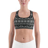 Womens Sports Bra B&W Ugly Christmas Black/White | Gearbunch.com