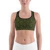 Womens Sports Bra Olive Green Leopard Skin Green/Black | Gearbunch.com