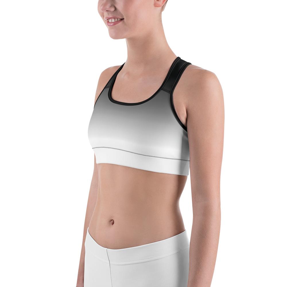 Ombre Black to White Sports Bra Gearbunch