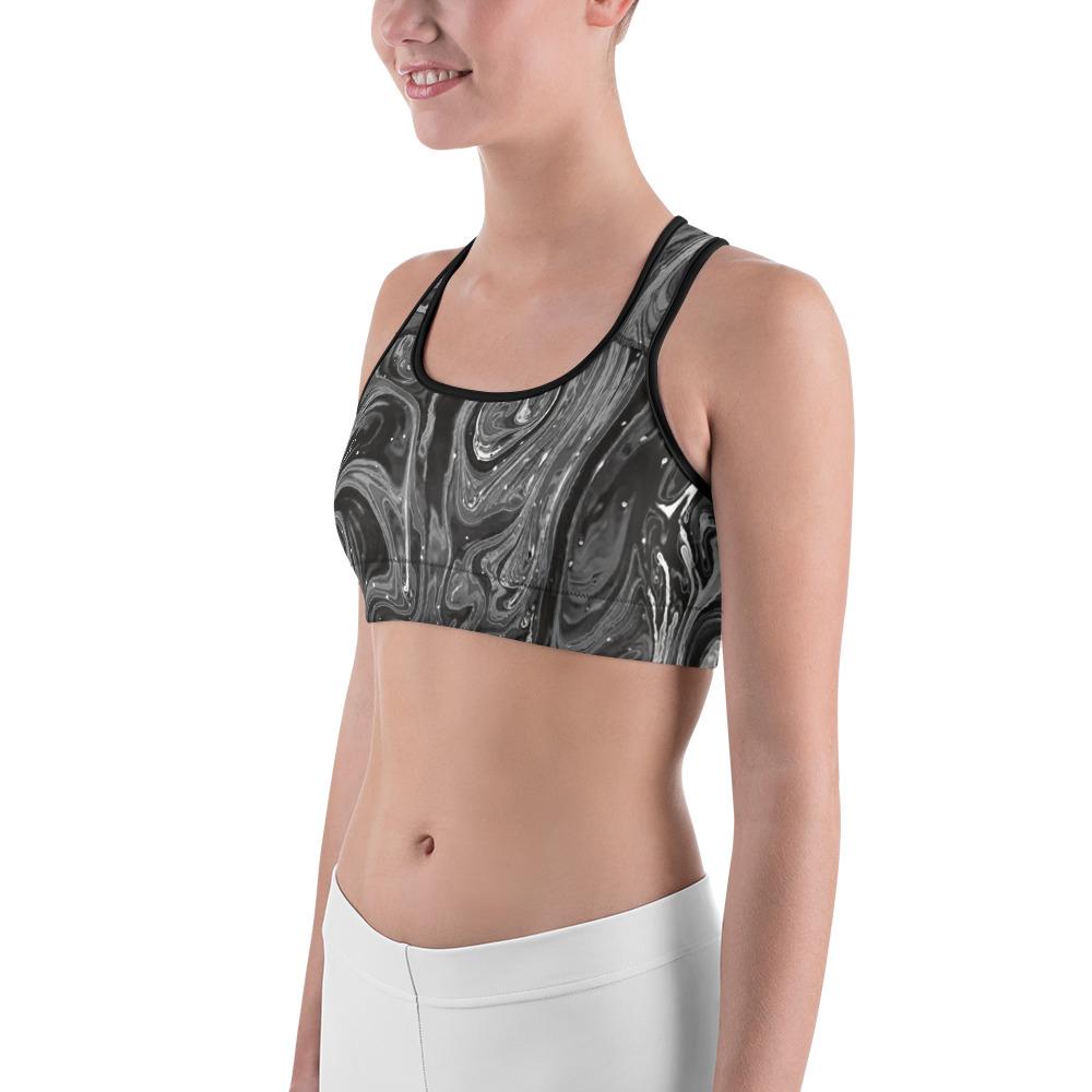 Womens Sports Bra Grey Swirl Grey/White | Gearbunch.com