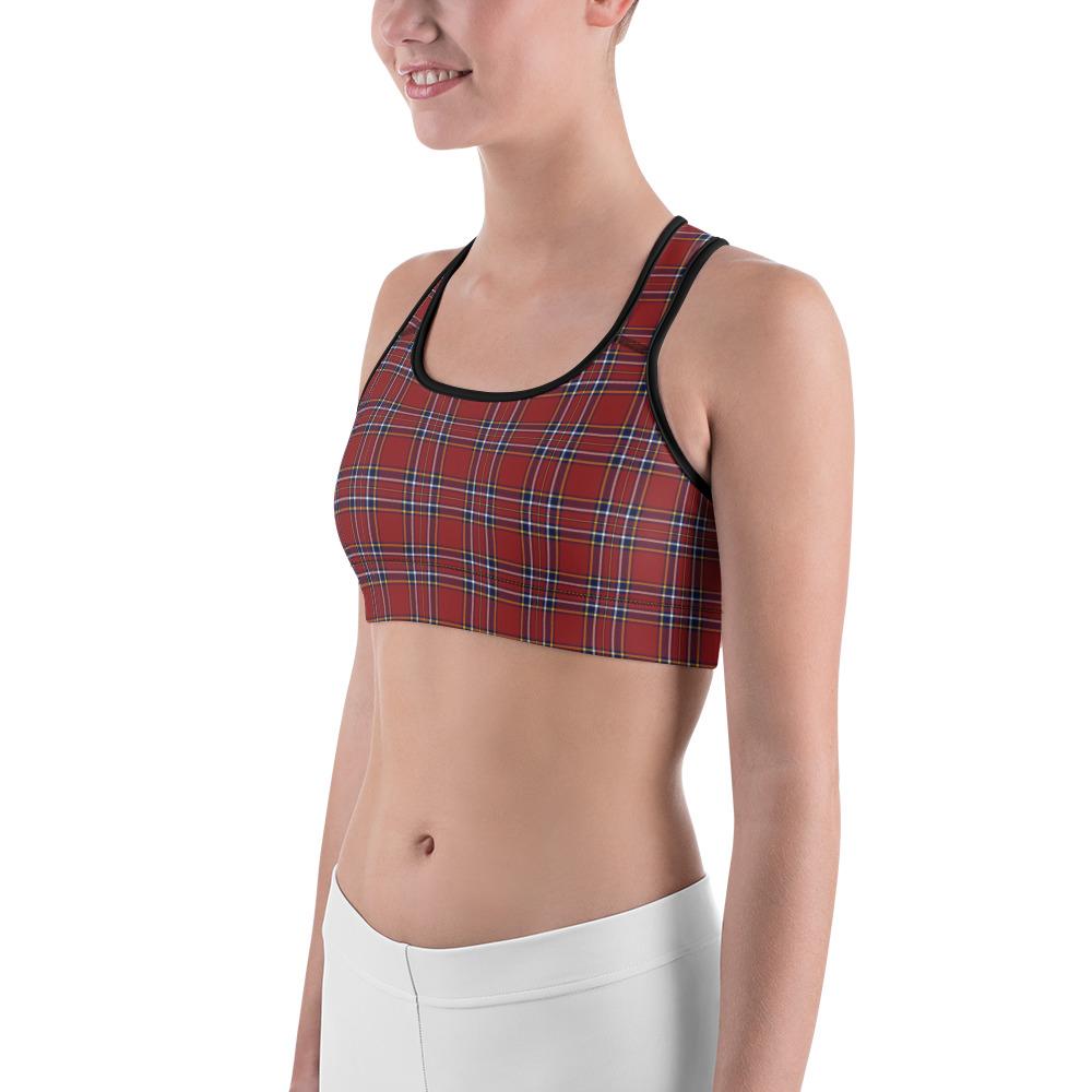 Womens Sports Bra Deep Red Tartan Red/Blue/White | Gearbunch.com