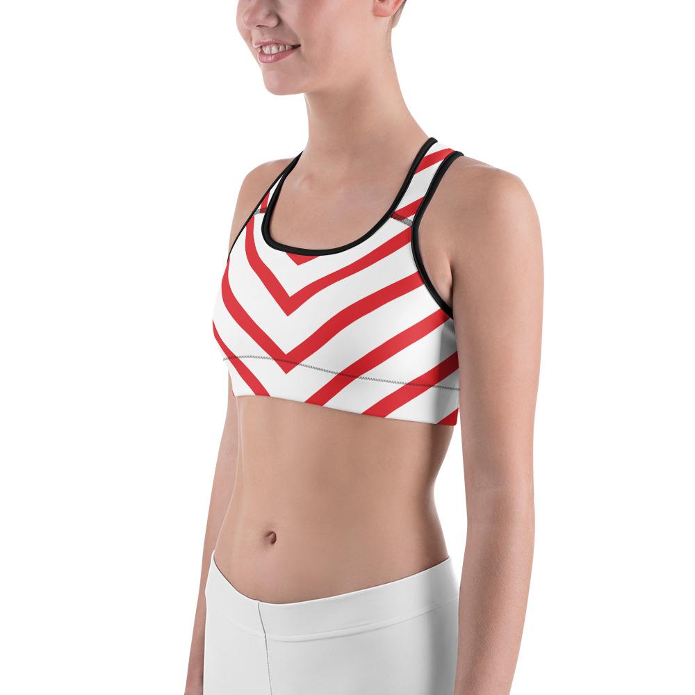 Womens Sports Bra Candy Cane Red/White | Gearbunch.com