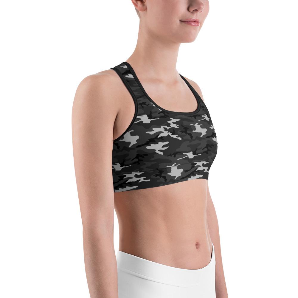 Dark Grey Camo Sports Bra