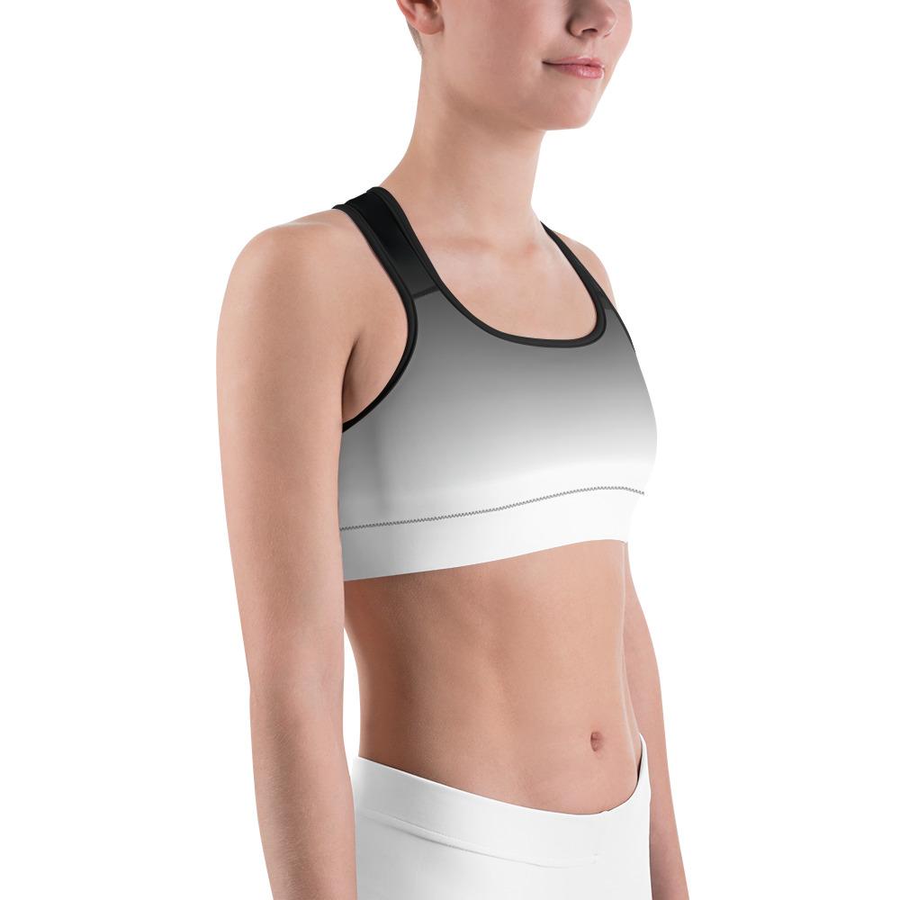 Ombre Black to White Sports Bra Gearbunch