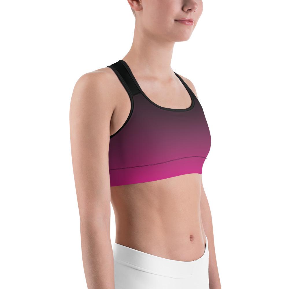 Womens Sports Bra Ombre Black to Pink | Gearbunch.com