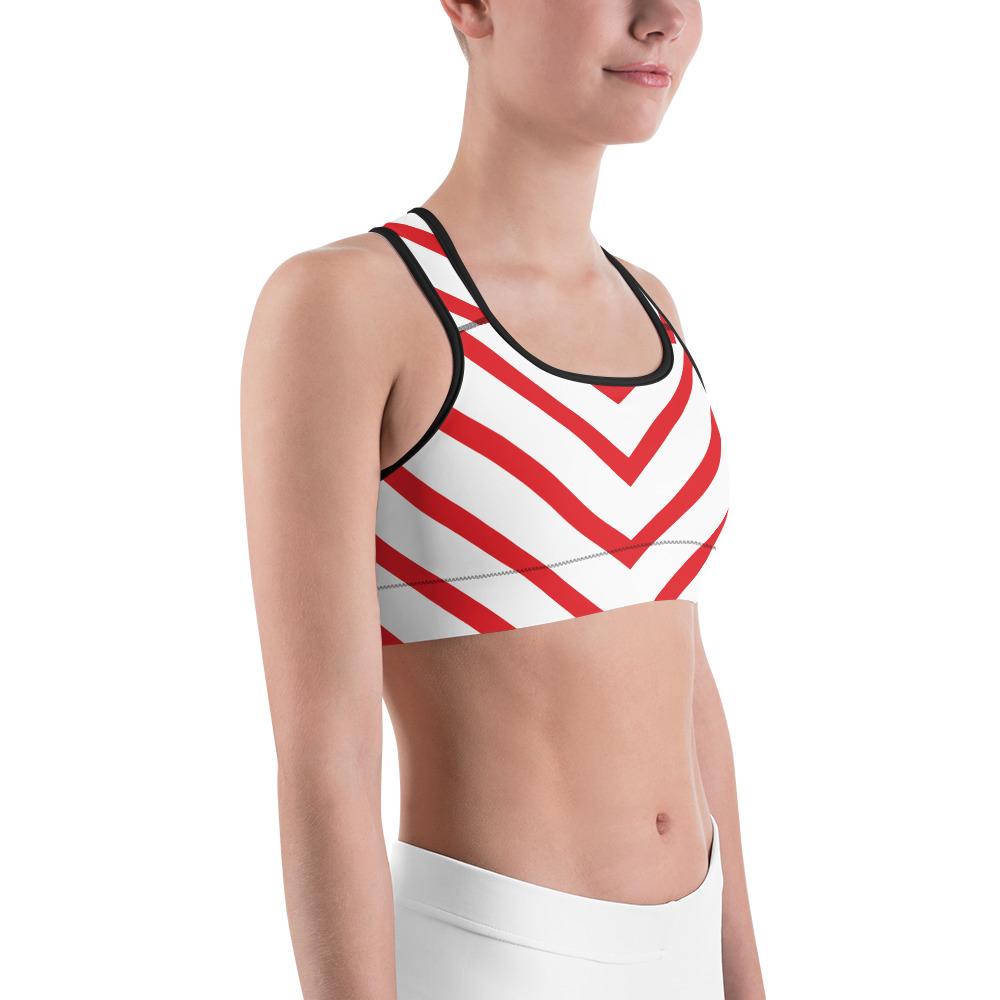 Womens Sports Bra Candy Cane Red/White | Gearbunch.com