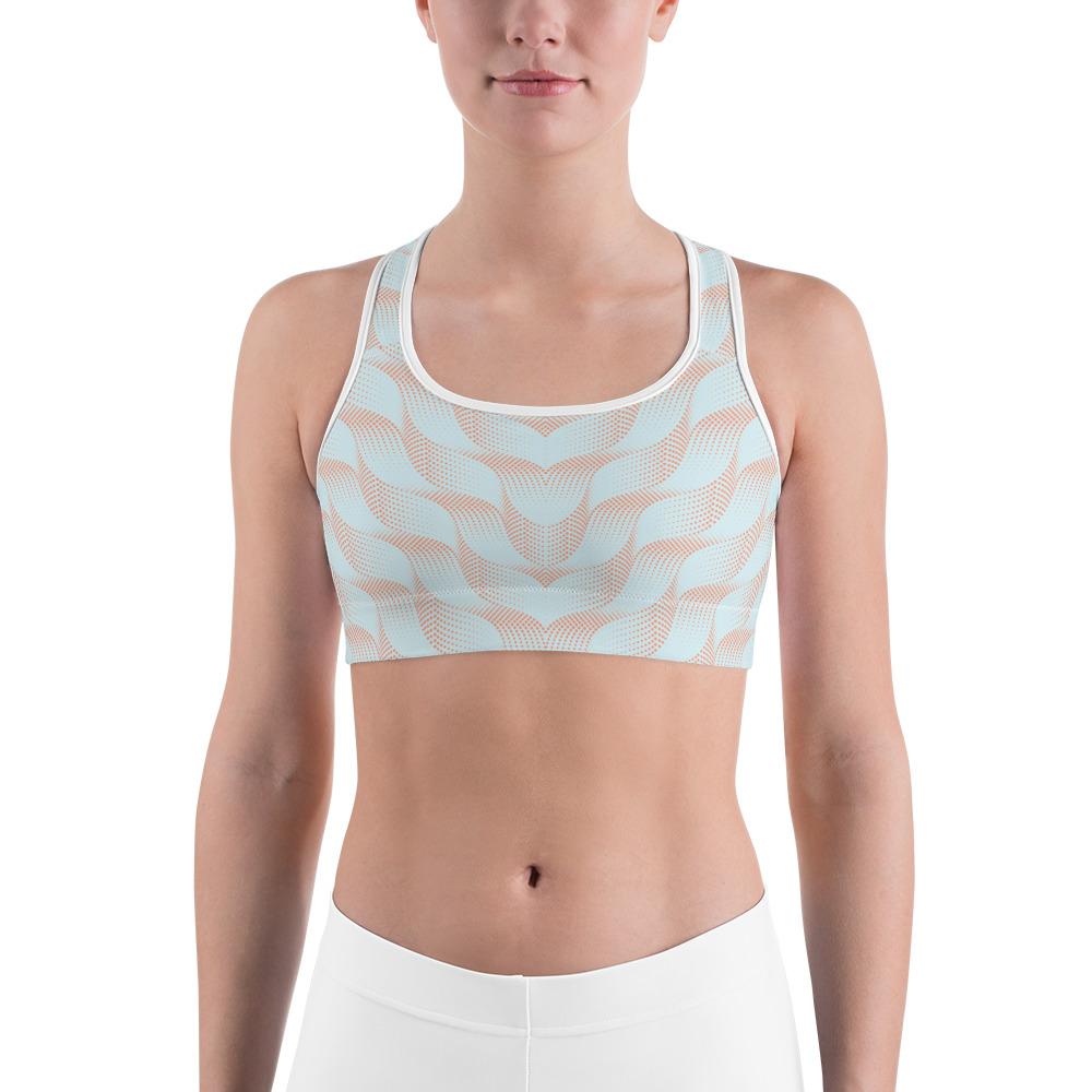 Light Blue & Apricot Wave Sports Bra Gearbunch