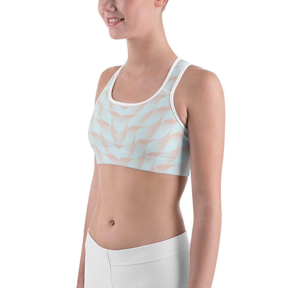 Light Blue & Apricot Wave Sports Bra Gearbunch