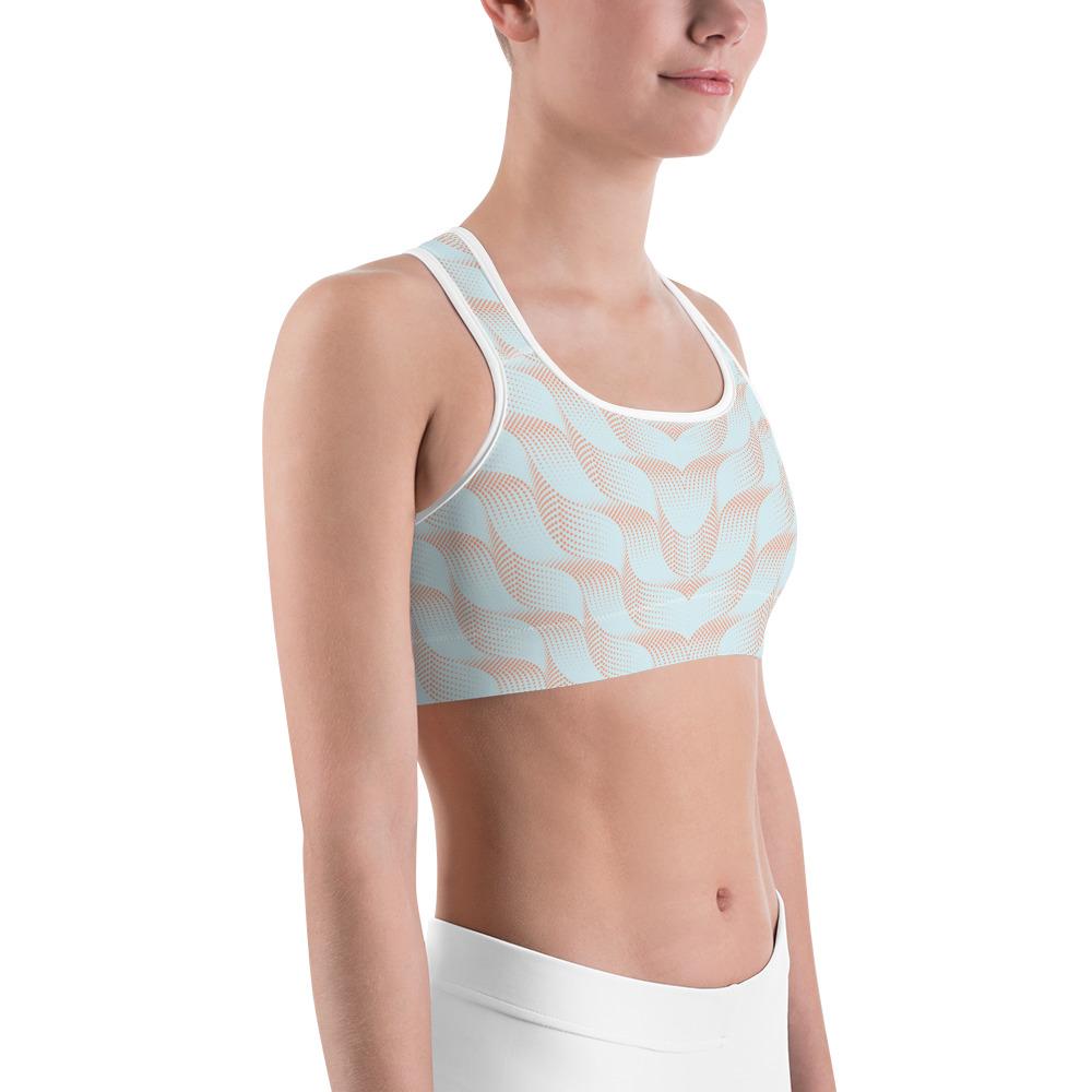 Light Blue & Apricot Wave Sports Bra Gearbunch