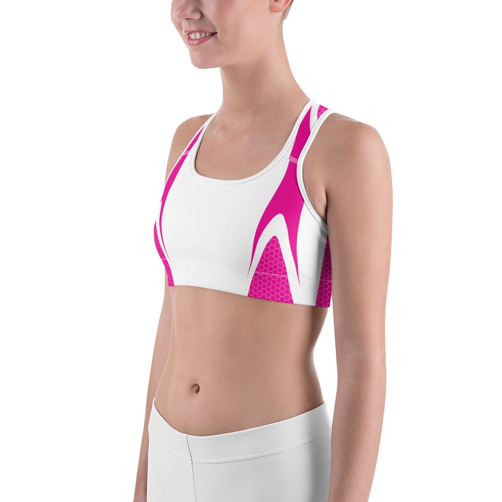 Pink & White Honeycomb Sports Bra Gearbunch