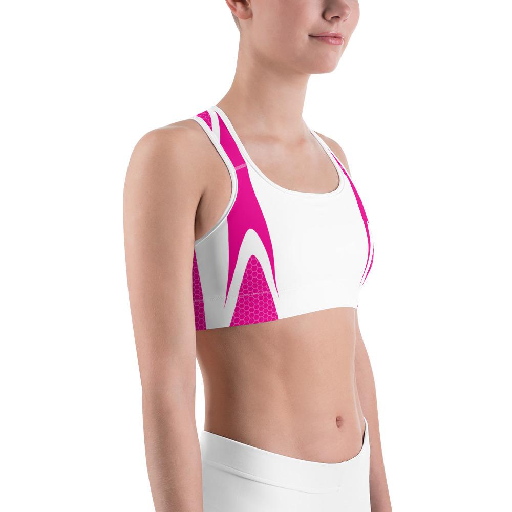 Pink & White Honeycomb Sports Bra Gearbunch