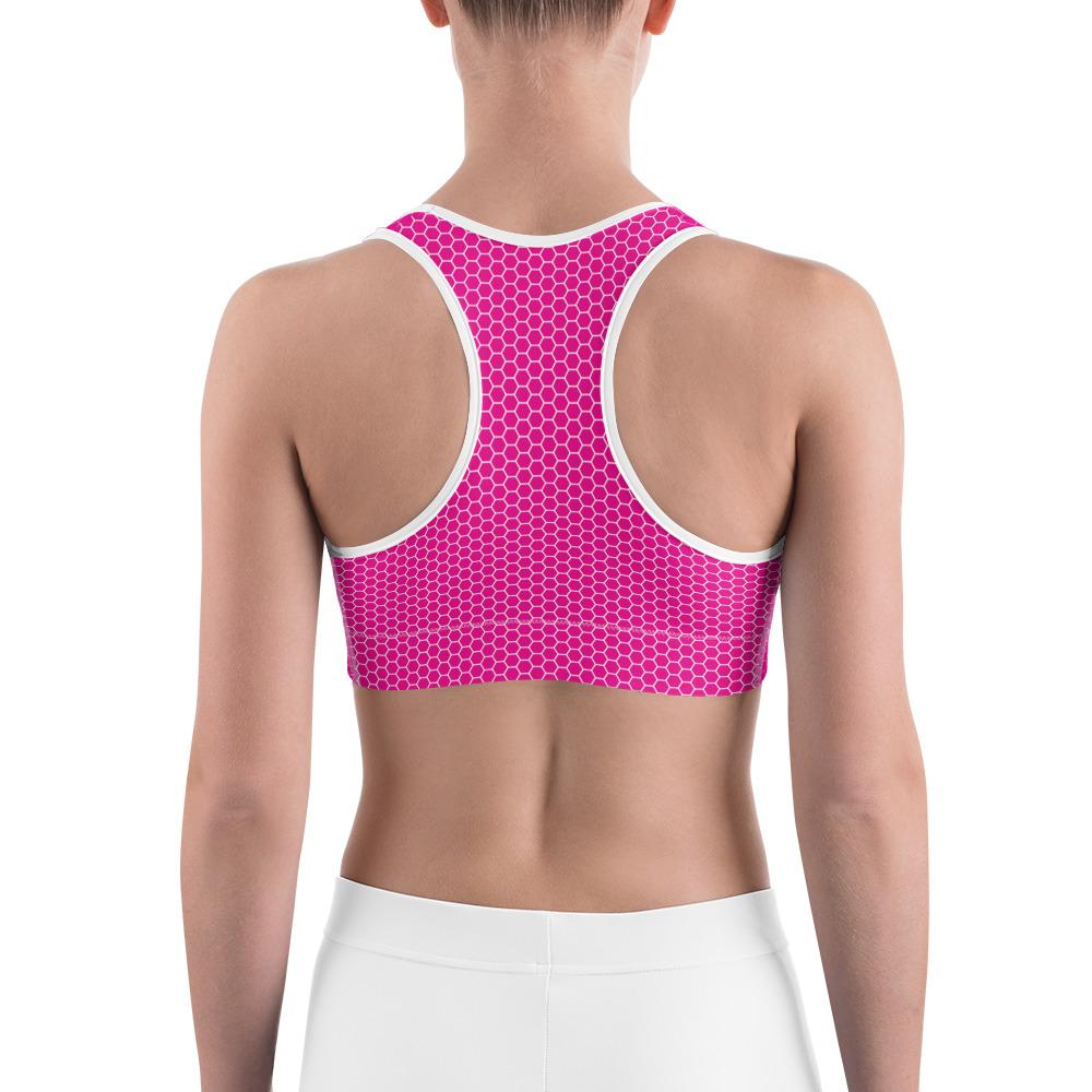 Pink & White Honeycomb Sports Bra Gearbunch