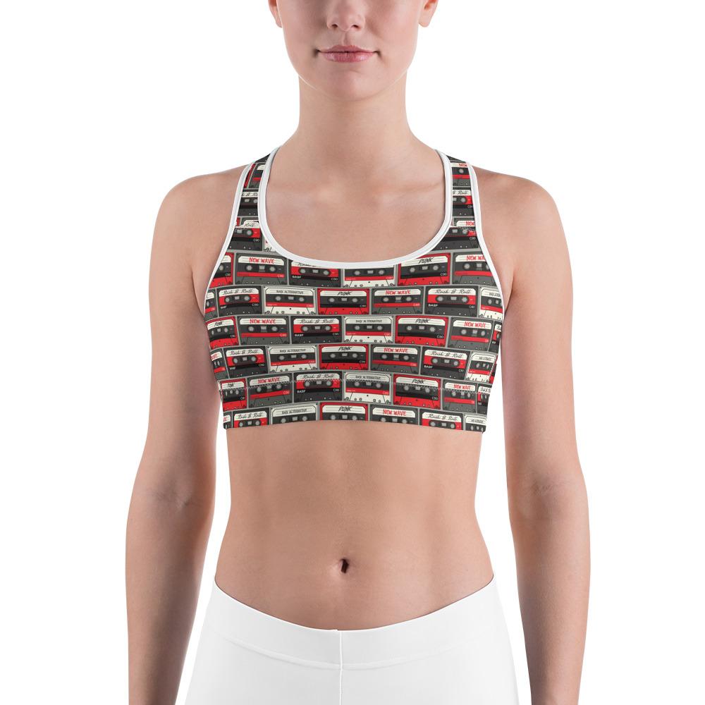 Retro Cassette Tapes Sports Bra Gearbunch