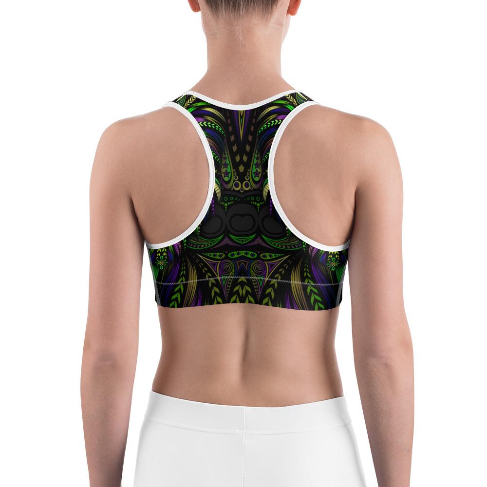 Green Colorful Wolf Sports Bra Gearbunch 