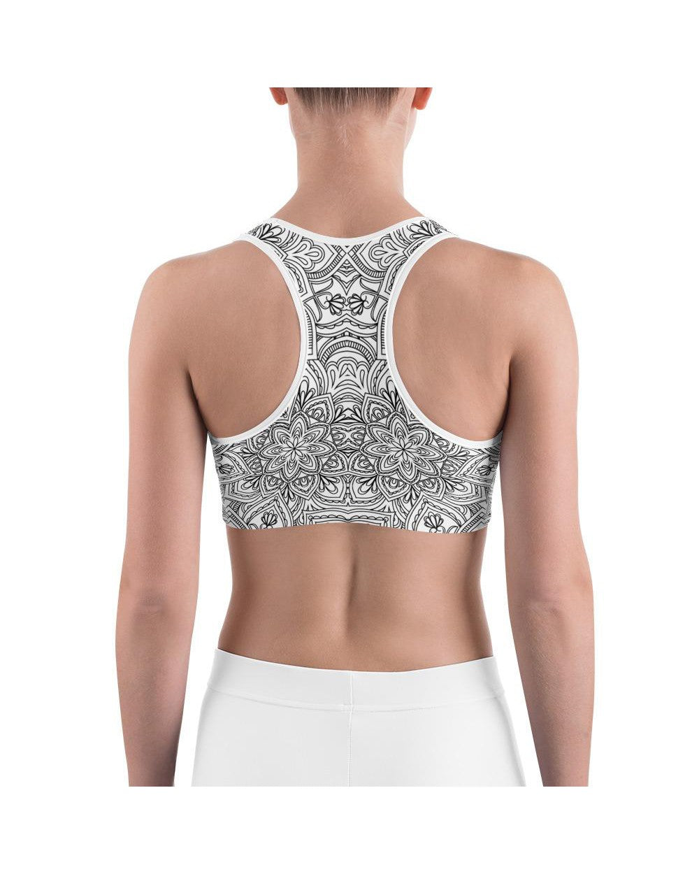 White & Black Mandala Sports Bra Gearbunch