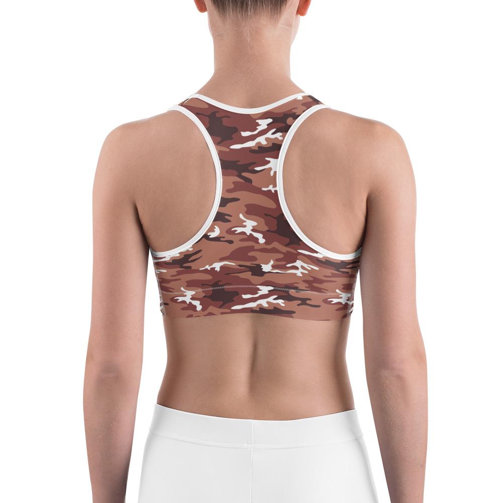 Womens Sports Bra Brown Camo Brown/White | Gearbunch.com