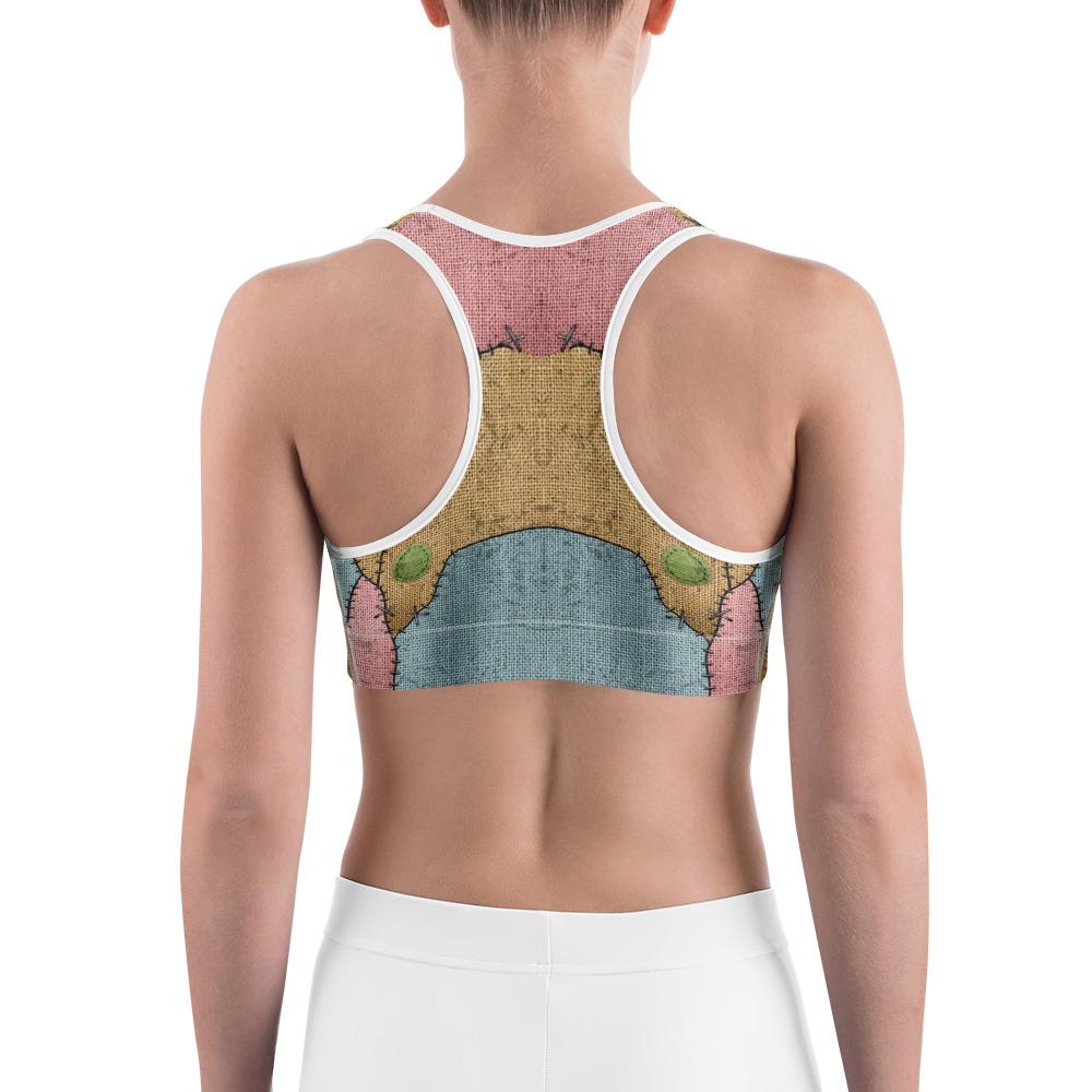 Womens Sports Bra Voodoo Doll Patch Brown/Pink/Blue | Gearbunch.com