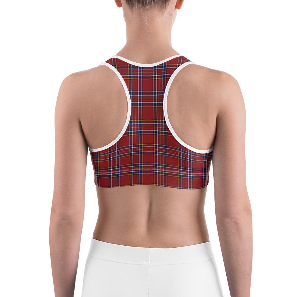 Womens Sports Bra Deep Red Tartan Red/Blue/White | Gearbunch.com