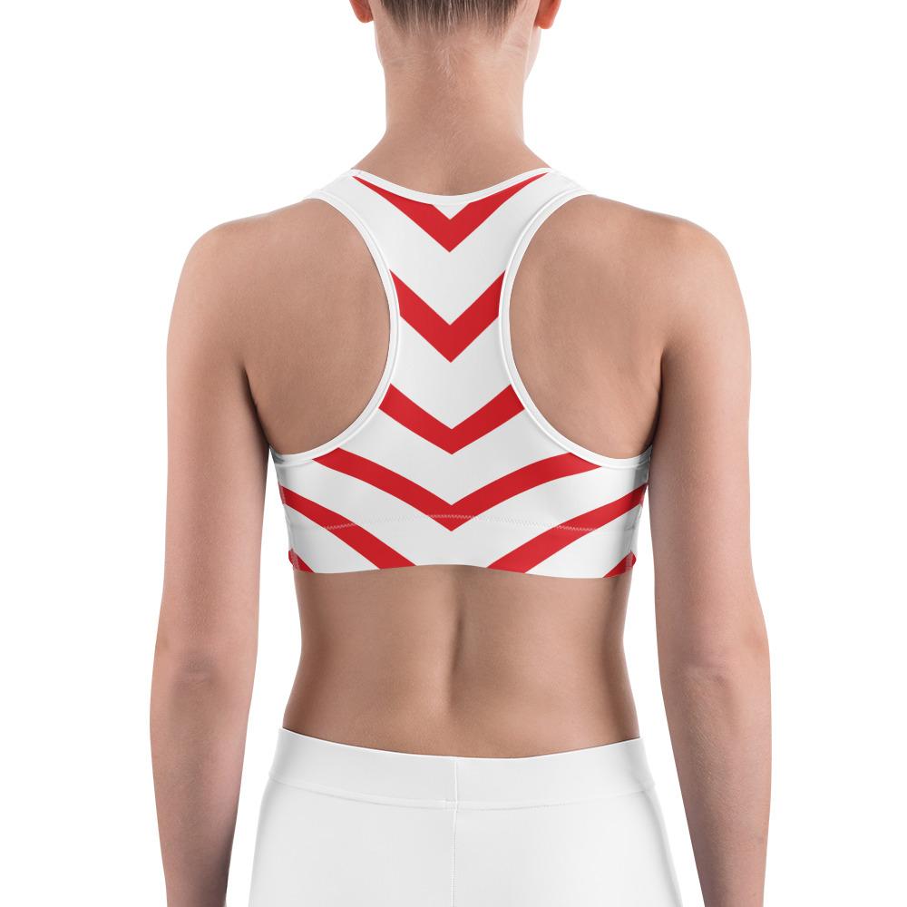 Womens Sports Bra Candy Cane Red/White | Gearbunch.com