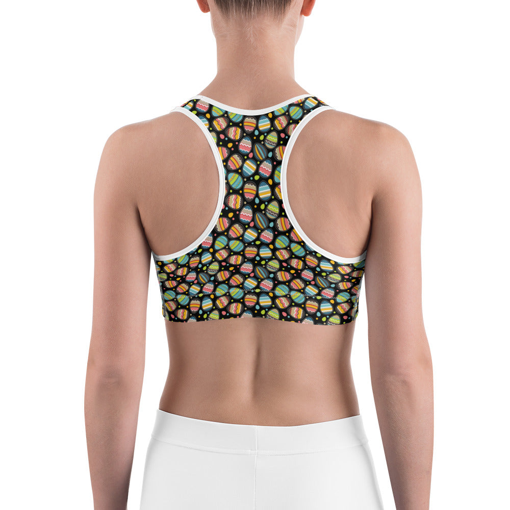 Womens Sports Bra Easter Egg Black/Green/Yellow | Gearbunch.com 