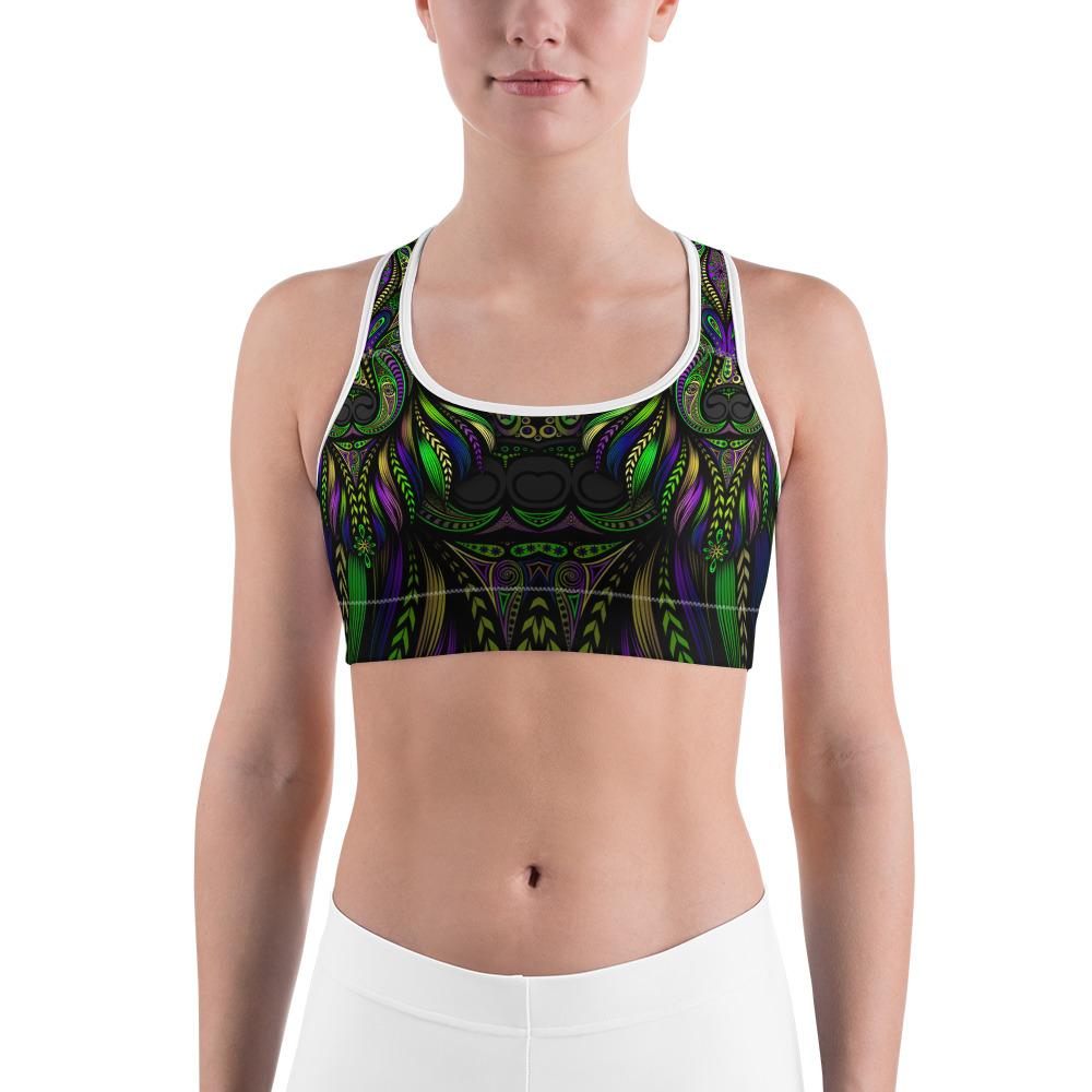 Green Colorful Wolf Sports Bra Gearbunch 