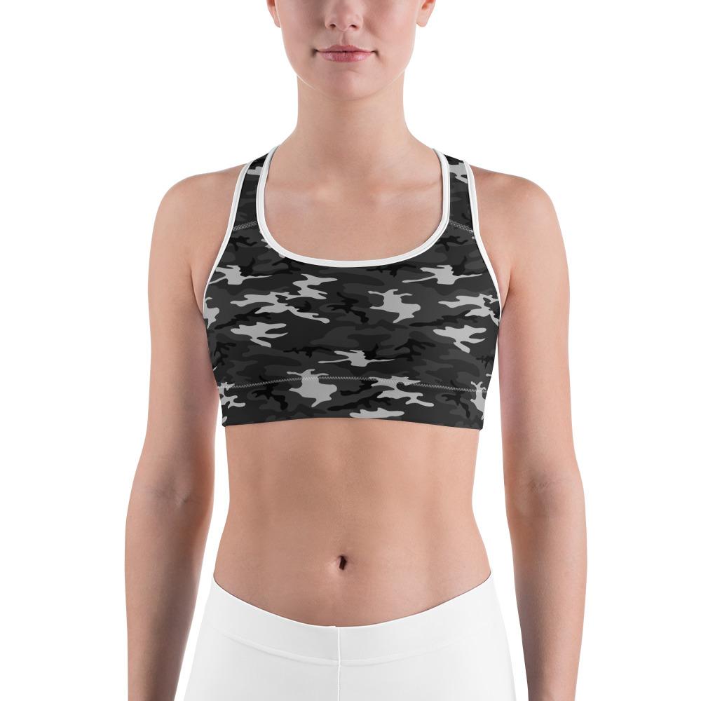 Dark Grey Camo Sports Bra