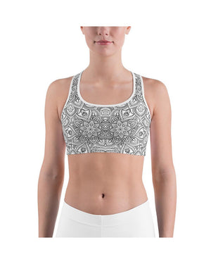 White & Black Mandala Sports Bra Gearbunch