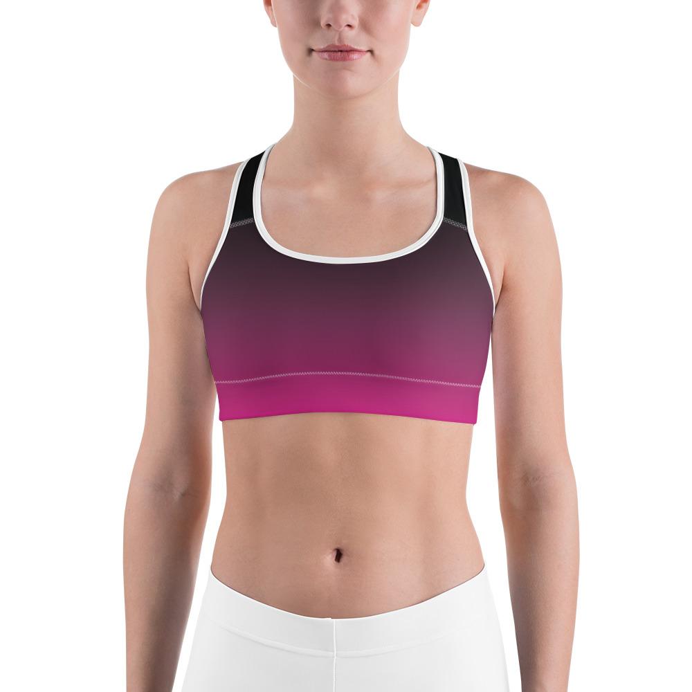 Womens Sports Bra Ombre Black to Pink | Gearbunch.com