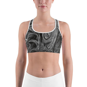 Womens Sports Bra Grey Swirl Grey/White | Gearbunch.com