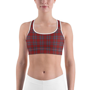 Womens Sports Bra Deep Red Tartan Red/Blue/White | Gearbunch.com