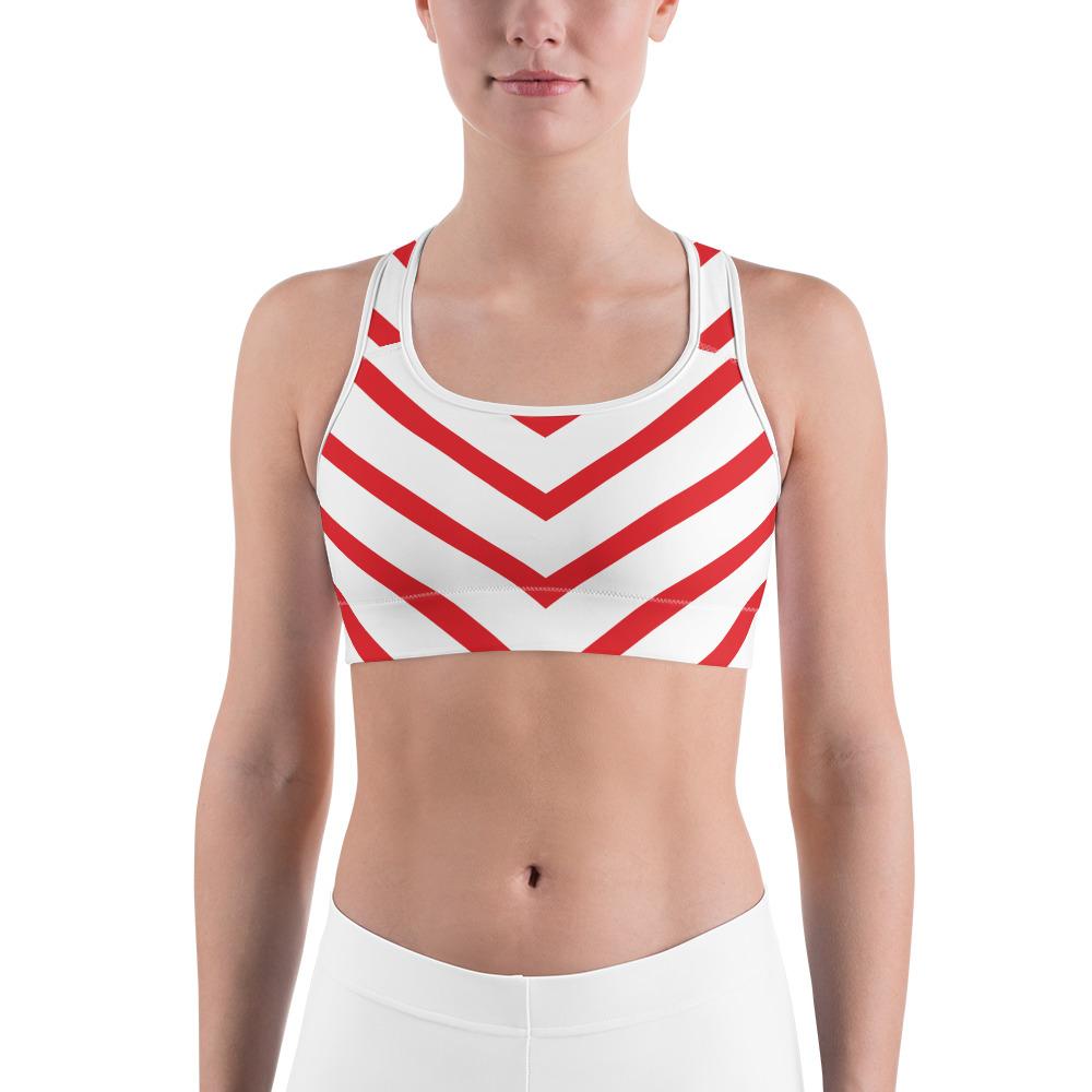 Womens Sports Bra Candy Cane Red/White | Gearbunch.com