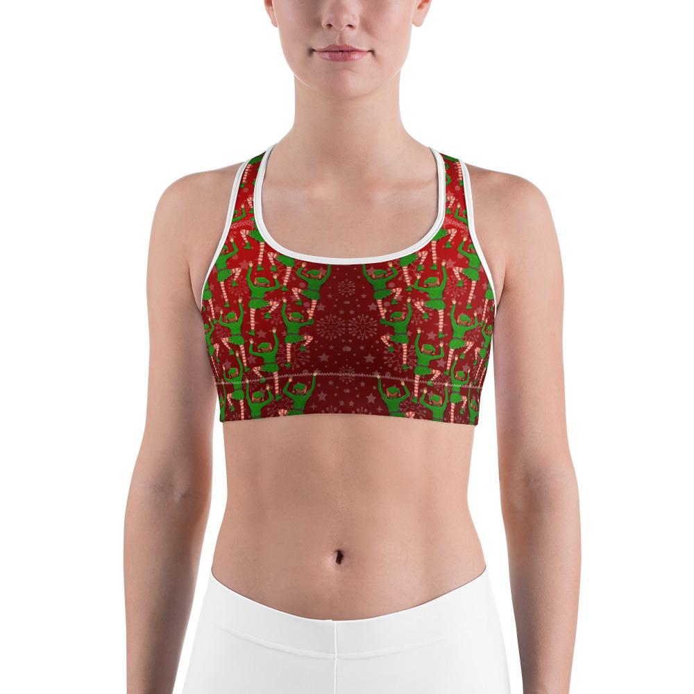 Santa's Elves Sports Bra Red/Green/White | Gearbunch.com