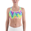 Womens Rave Sound Wave Sports Bra Yellow/Green/Pink | Gearbunch.com 