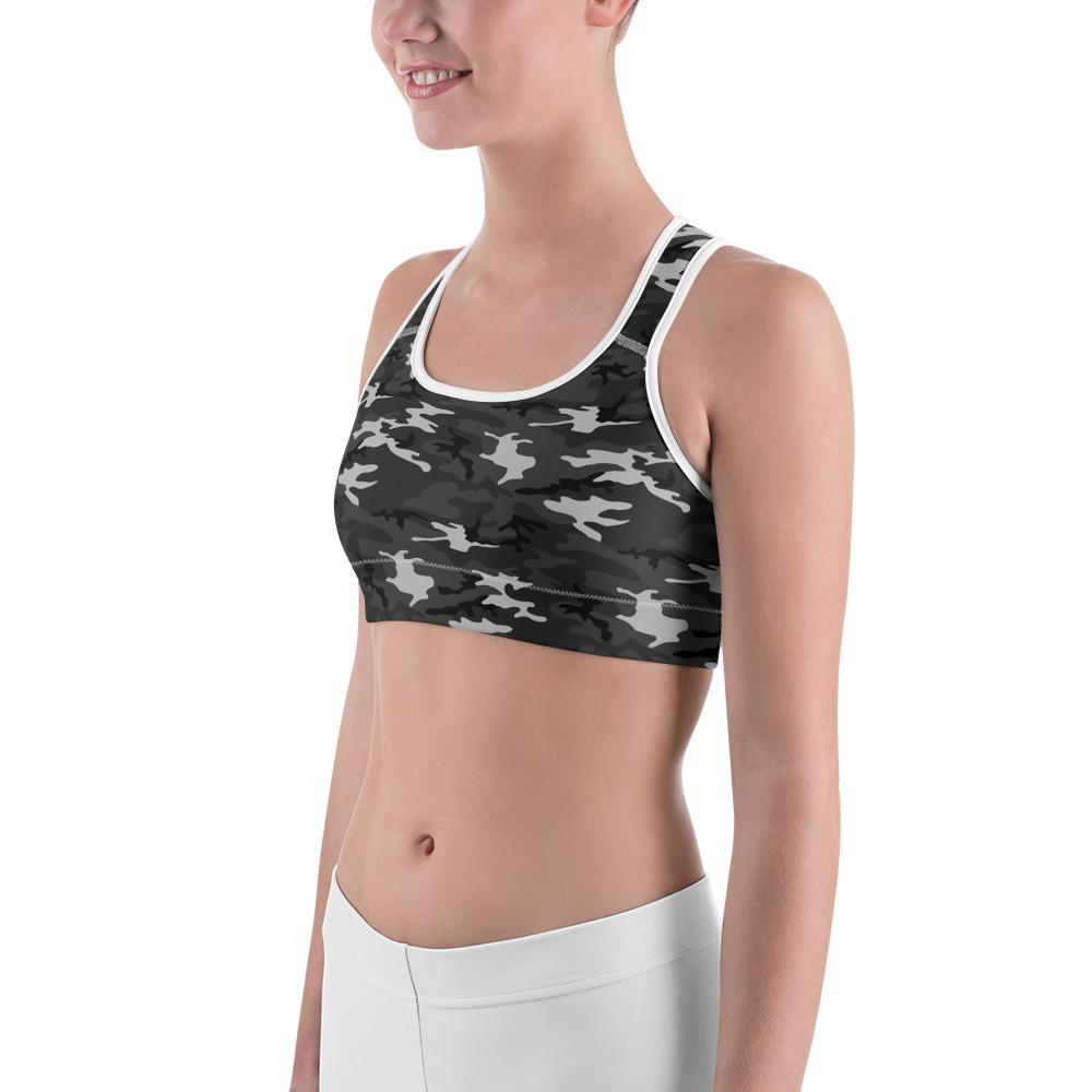 Dark Grey Camo Sports Bra