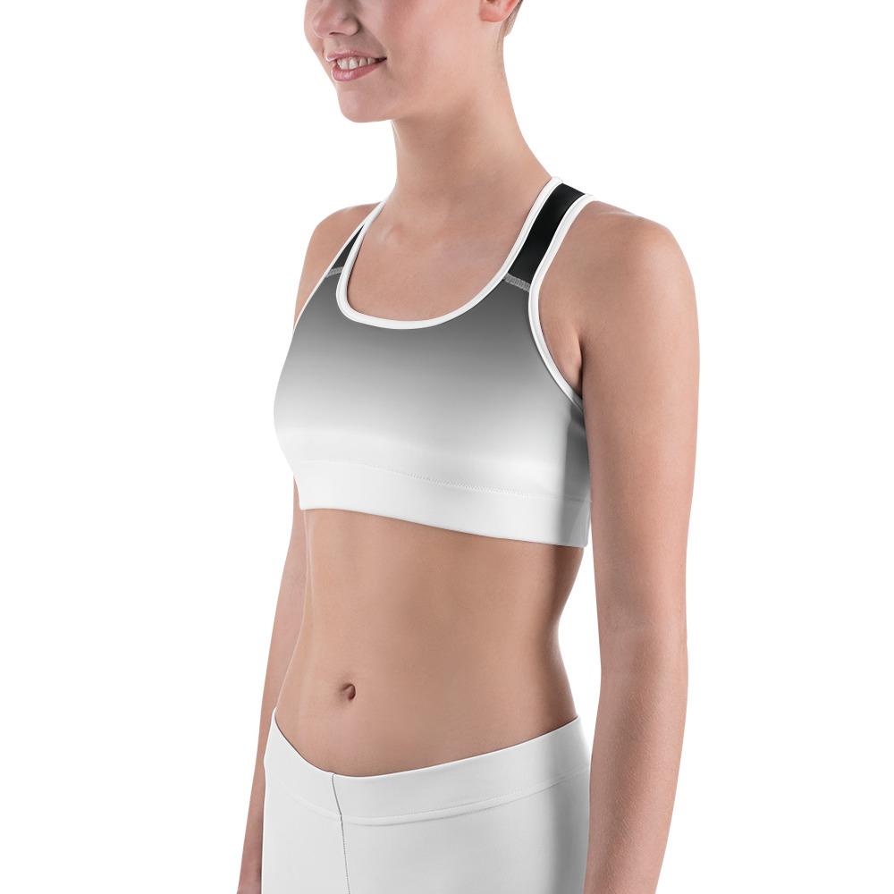 Ombre Black to White Sports Bra Gearbunch