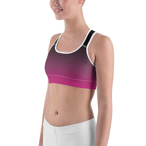 Womens Sports Bra Ombre Black to Pink | Gearbunch.com