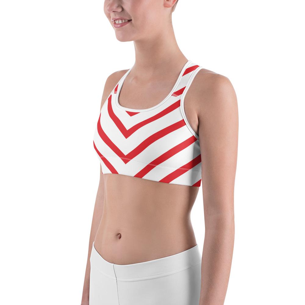 Womens Sports Bra Candy Cane Red/White | Gearbunch.com