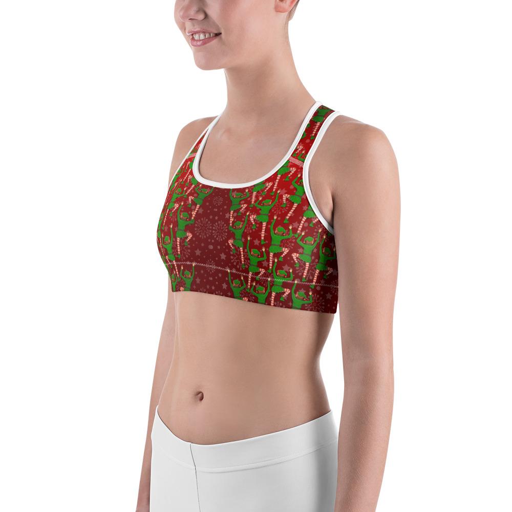 Santa's Elves Sports Bra Red/Green/White | Gearbunch.com