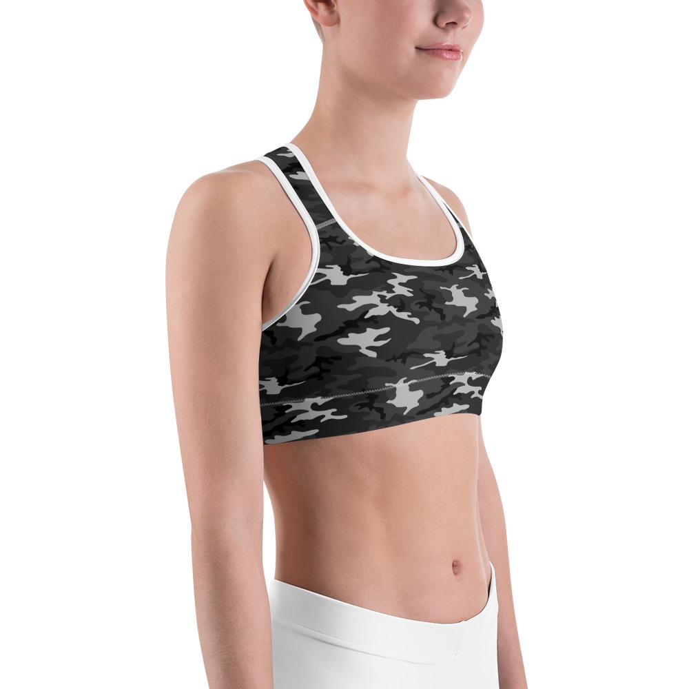 Dark Grey Camo Sports Bra