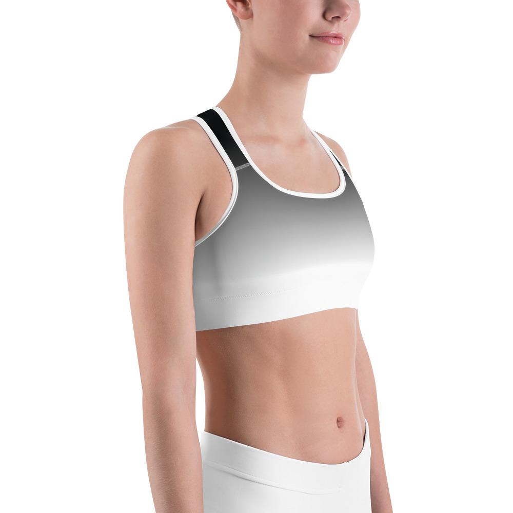 Ombre Black to White Sports Bra Gearbunch