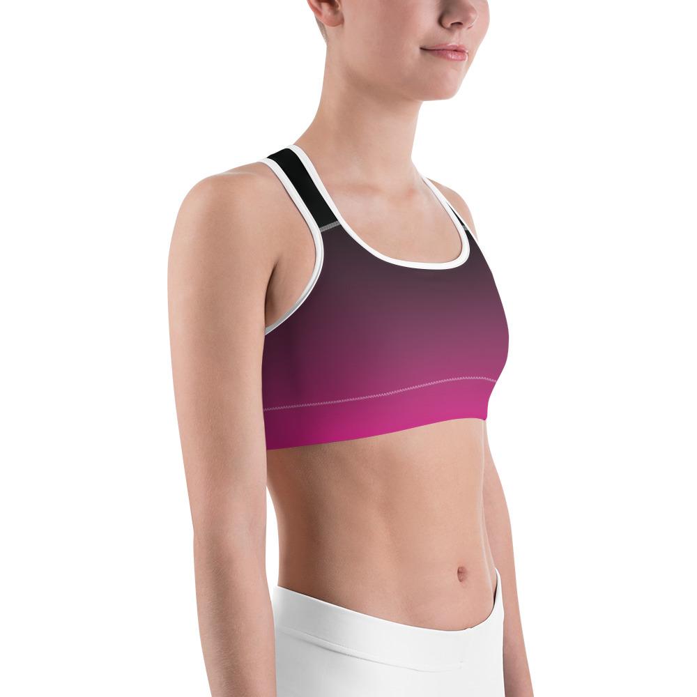 Womens Sports Bra Ombre Black to Pink | Gearbunch.com