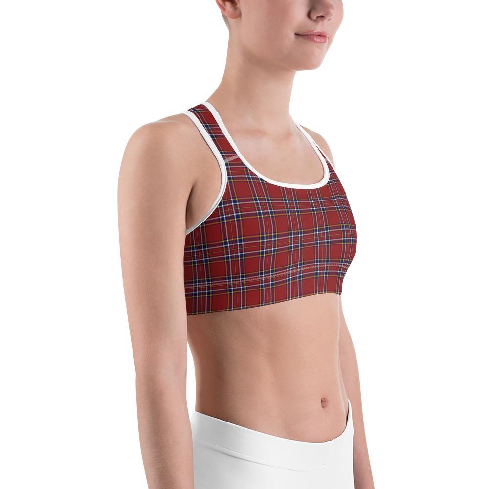 Womens Sports Bra Deep Red Tartan Red/Blue/White | Gearbunch.com