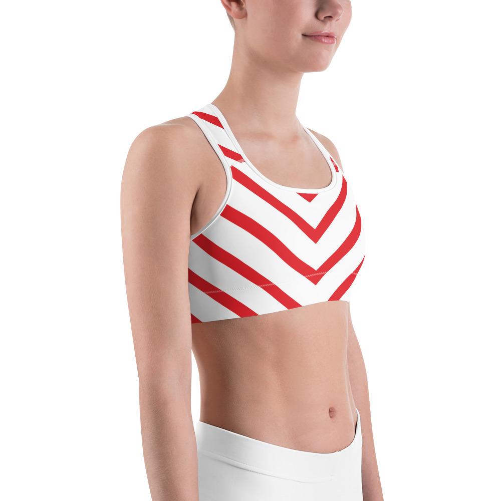 Womens Sports Bra Candy Cane Red/White | Gearbunch.com