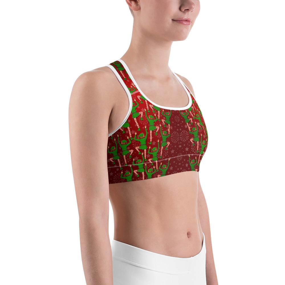 Santa's Elves Sports Bra Red/Green/White | Gearbunch.com