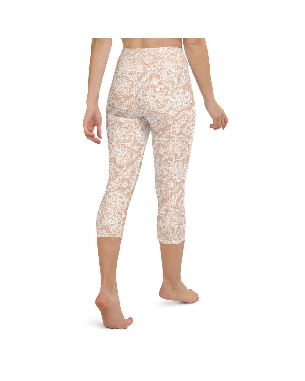 White Faux Lace Yoga Capris Gearbunch