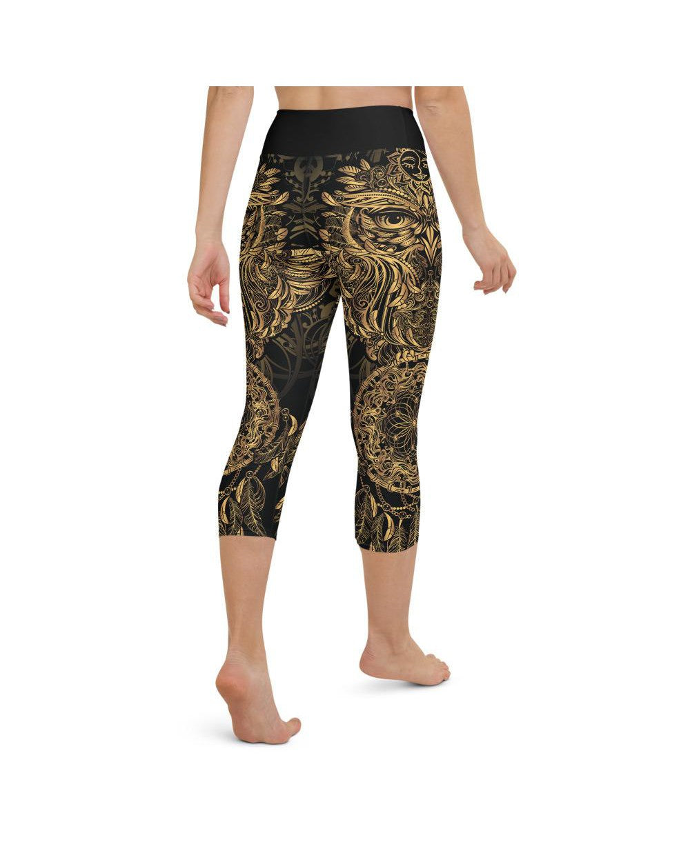 Golden Ornamental Owl Yoga Capris Gearbunch