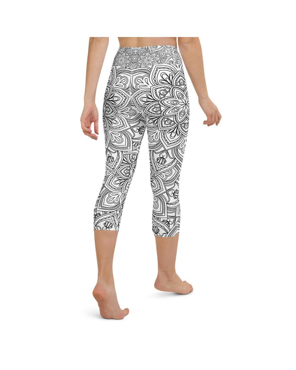 White & Black Mandala Yoga Capris Gearbunch