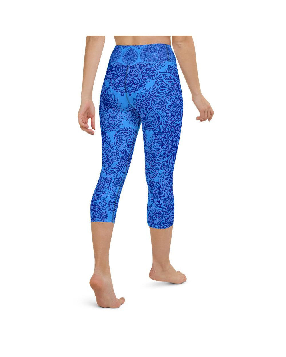 Blue and Navy Henna Tattoo Yoga Capris Gearbunch