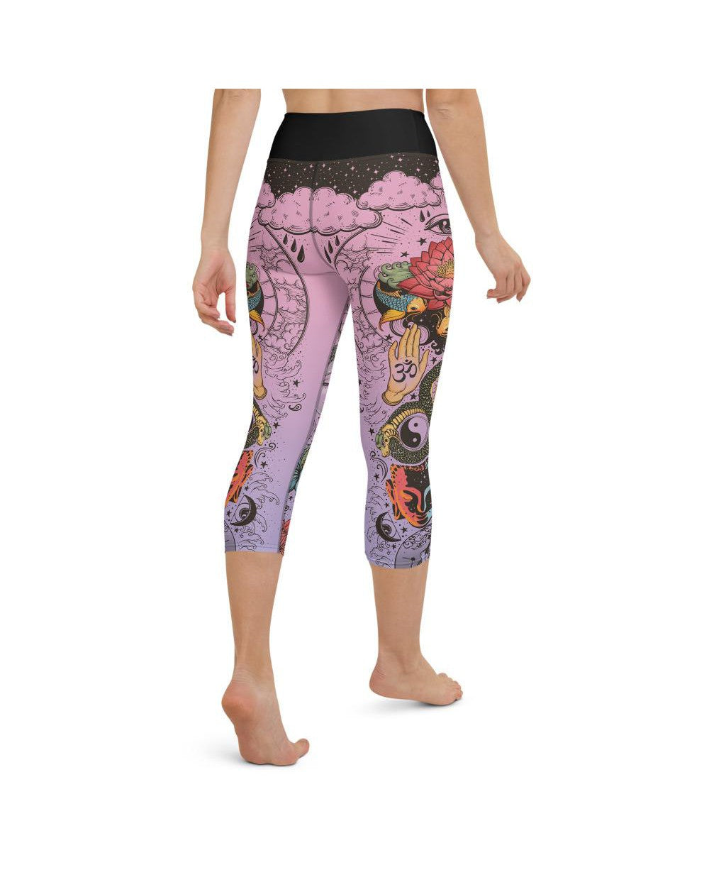 Pink Tattooed Lotus Yoga Capris Gearbunch